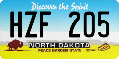 ND license plate HZF205