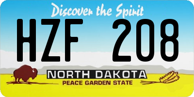 ND license plate HZF208