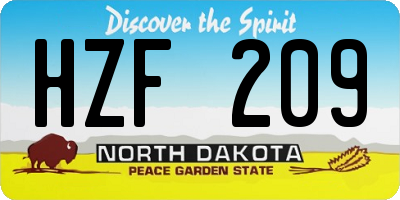 ND license plate HZF209