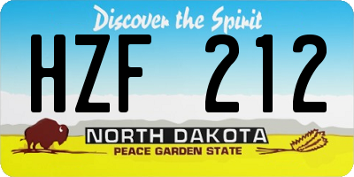 ND license plate HZF212