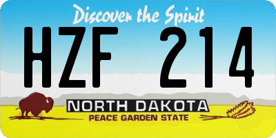 ND license plate HZF214