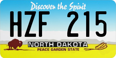 ND license plate HZF215