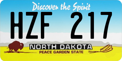ND license plate HZF217