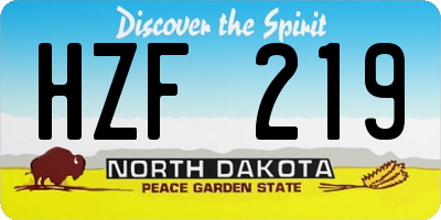ND license plate HZF219