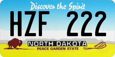 ND license plate HZF222