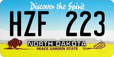 ND license plate HZF223