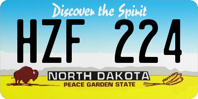 ND license plate HZF224