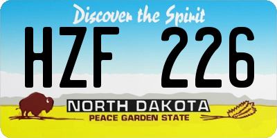 ND license plate HZF226