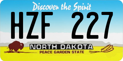 ND license plate HZF227