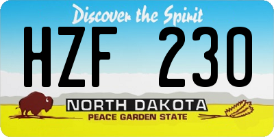 ND license plate HZF230