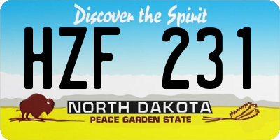ND license plate HZF231
