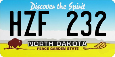 ND license plate HZF232