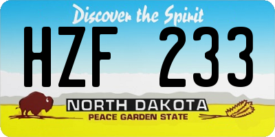 ND license plate HZF233