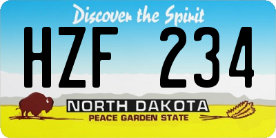 ND license plate HZF234