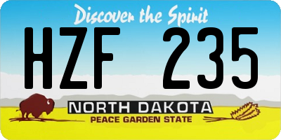 ND license plate HZF235