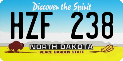 ND license plate HZF238