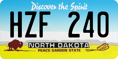 ND license plate HZF240