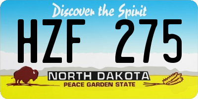 ND license plate HZF275