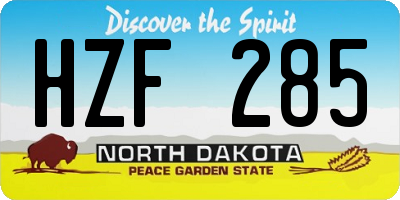 ND license plate HZF285