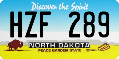 ND license plate HZF289
