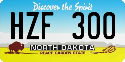 ND license plate HZF300