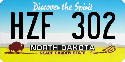 ND license plate HZF302