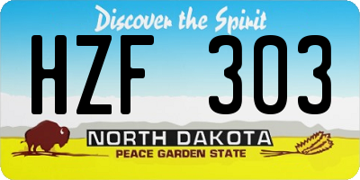 ND license plate HZF303
