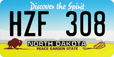 ND license plate HZF308