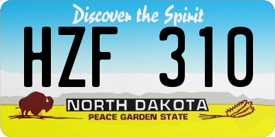 ND license plate HZF310