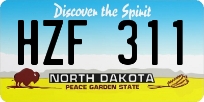 ND license plate HZF311
