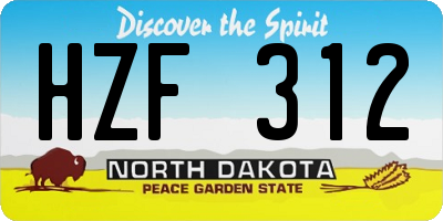 ND license plate HZF312