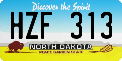 ND license plate HZF313