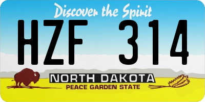 ND license plate HZF314
