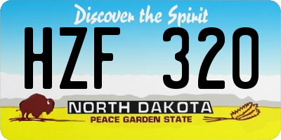 ND license plate HZF320