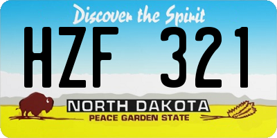 ND license plate HZF321