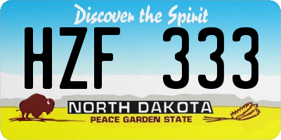 ND license plate HZF333