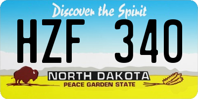 ND license plate HZF340
