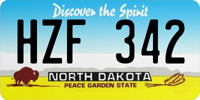 ND license plate HZF342