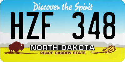 ND license plate HZF348