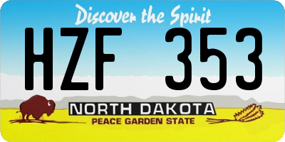 ND license plate HZF353