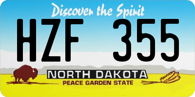 ND license plate HZF355