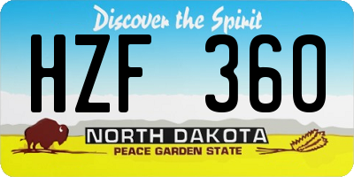 ND license plate HZF360