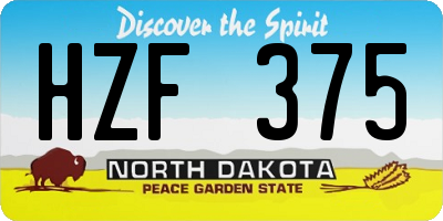 ND license plate HZF375