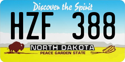 ND license plate HZF388
