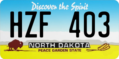 ND license plate HZF403