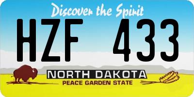 ND license plate HZF433