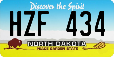 ND license plate HZF434