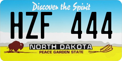 ND license plate HZF444