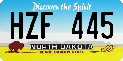ND license plate HZF445