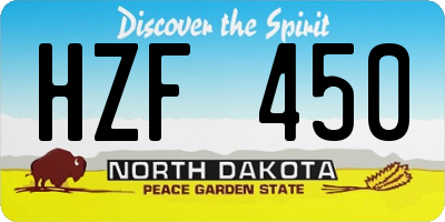 ND license plate HZF450